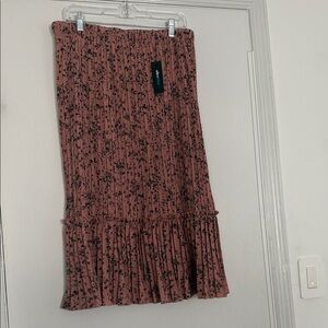 Pink and Black Floral Midi Skirt